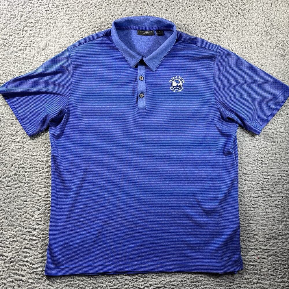 Pebble Beach Golf Links Polo Shirt Mens Large Blue Performance Short Sleeve